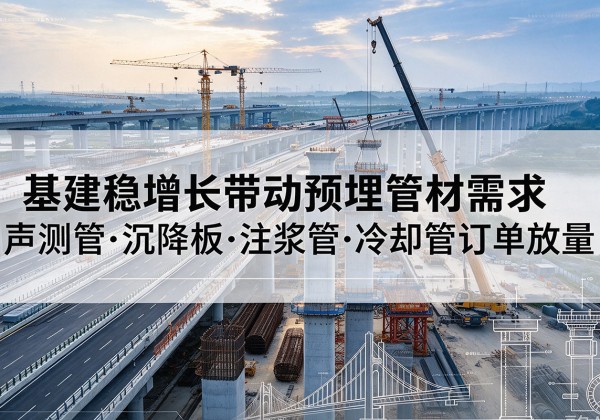 桐城基建稳增长带动预埋监测管材需求，声测管、沉降板、注浆管订单持续放量
